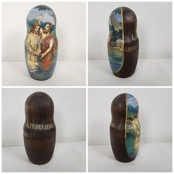 Matryoshka Nesting Dolls 5 Set Life of Jesus Christ Nativity Russian 7" SIGNED